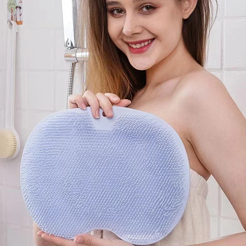 Exfoliating Shower Massage Scraper Back Massage Brush Bathroom Non-slip Bath Mat Silicone Foot Wash Body Cleaning Bathing Tool