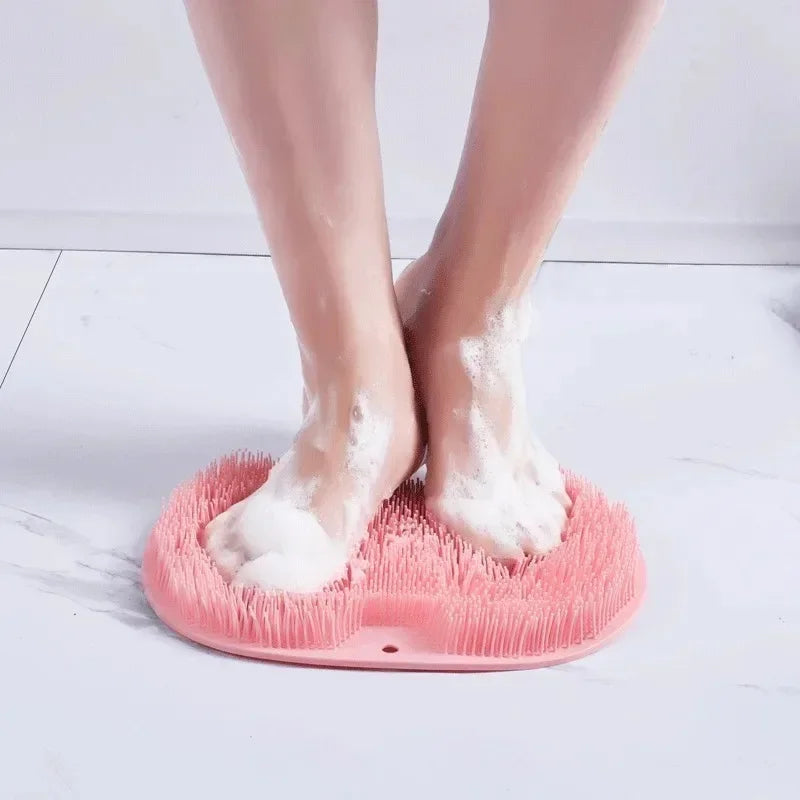 Exfoliating Shower Massage Scraper Back Massage Brush Bathroom Non-slip Bath Mat Silicone Foot Wash Body Cleaning Bathing Tool
