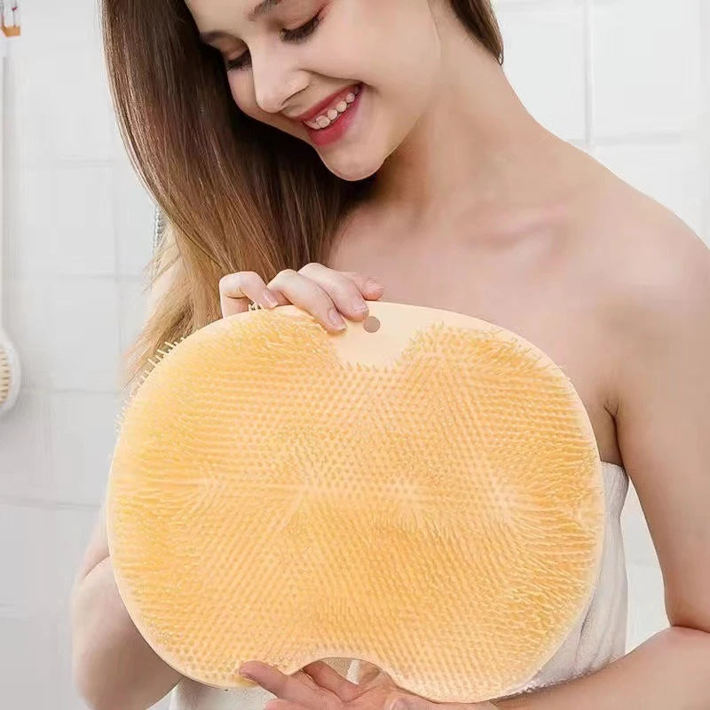 Exfoliating Shower Massage Scraper Back Massage Brush Bathroom Non-slip Bath Mat Silicone Foot Wash Body Cleaning Bathing Tool