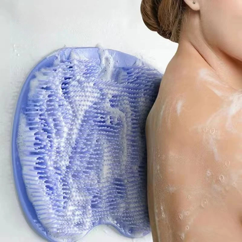 Exfoliating Shower Massage Scraper Back Massage Brush Bathroom Non-slip Bath Mat Silicone Foot Wash Body Cleaning Bathing Tool